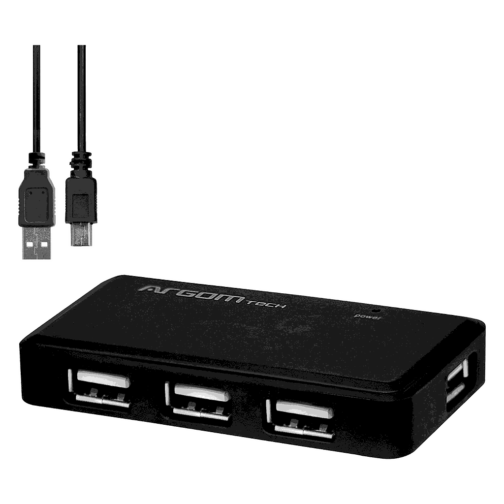 Hub Argom 4-Puertos USB 2.0 Negro ARG-UB-0088