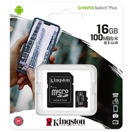Memoria Micro SD Kingston 16GB Canvas Select Plus Clase 10 100mbps