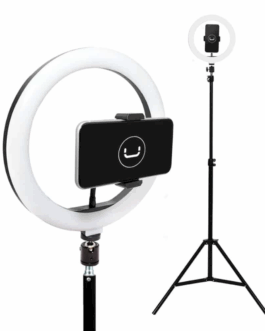 Aro de luz Unno Tekno PH1802BK de 10″ LED con trípode