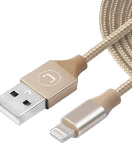 Cable USB a Lightning Unno Tekno CB4061GD 1.5 Metros Trenzado Dorado