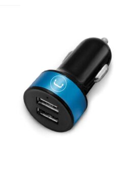 Cargador Unno Tekno PW5002BK para Carro Dual USB-A 2.1A Negro/Celeste