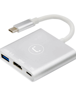 Hub Unno Tekno 3 puertos HB1101SV USB-C Plateado